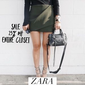 Zara Olive Green Mini Skirt